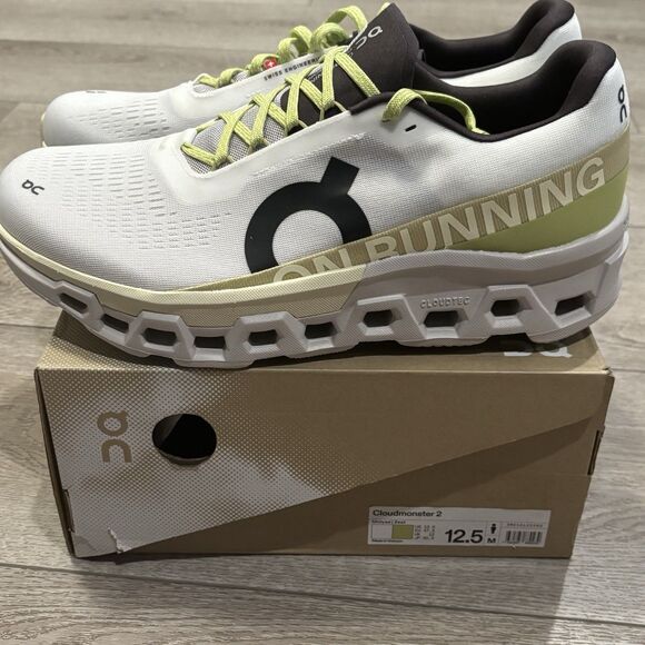 On Cloudmonster 2 Mens Athletic Running Shoes Sneaker Undyed/Zest New 12.5 M - Picture 1 of 10
